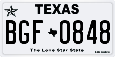 TX license plate BGF0848