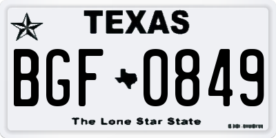 TX license plate BGF0849