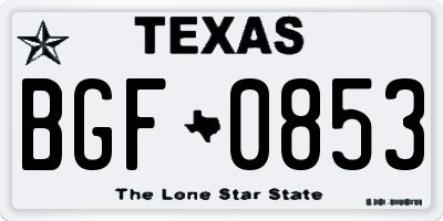 TX license plate BGF0853