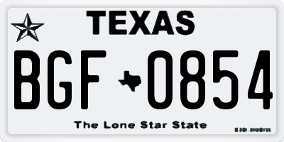 TX license plate BGF0854