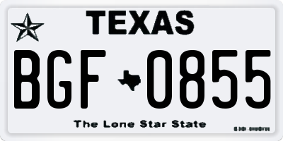 TX license plate BGF0855