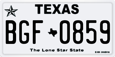 TX license plate BGF0859