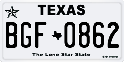 TX license plate BGF0862