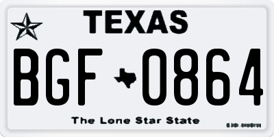 TX license plate BGF0864