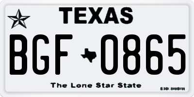 TX license plate BGF0865