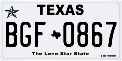 TX license plate BGF0867