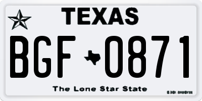 TX license plate BGF0871
