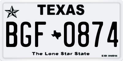 TX license plate BGF0874