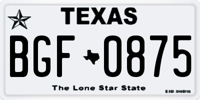 TX license plate BGF0875