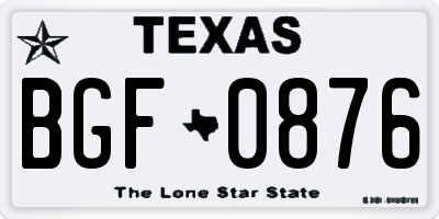 TX license plate BGF0876