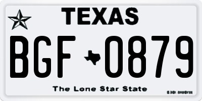 TX license plate BGF0879