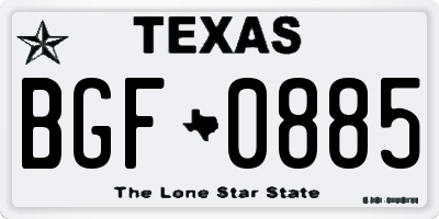 TX license plate BGF0885