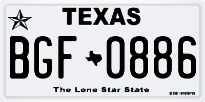 TX license plate BGF0886