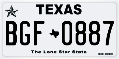 TX license plate BGF0887