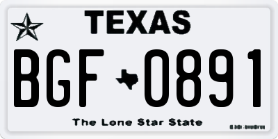 TX license plate BGF0891