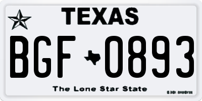 TX license plate BGF0893