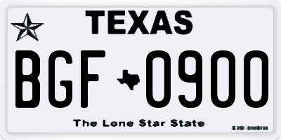 TX license plate BGF0900