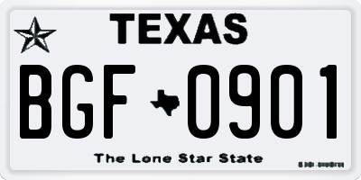 TX license plate BGF0901