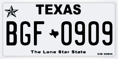 TX license plate BGF0909