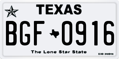 TX license plate BGF0916