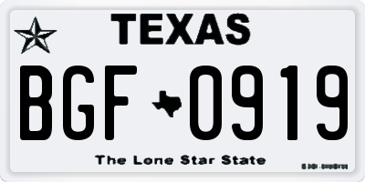TX license plate BGF0919
