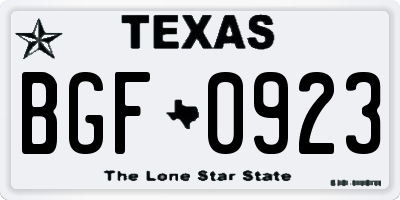 TX license plate BGF0923