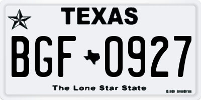 TX license plate BGF0927