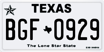 TX license plate BGF0929