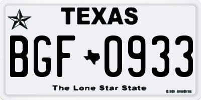 TX license plate BGF0933