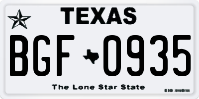 TX license plate BGF0935