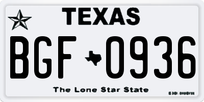 TX license plate BGF0936