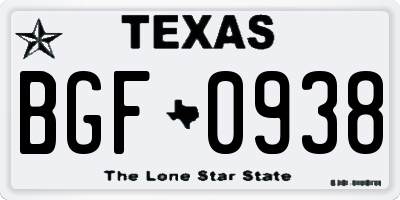 TX license plate BGF0938