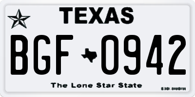 TX license plate BGF0942