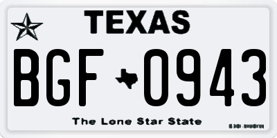 TX license plate BGF0943