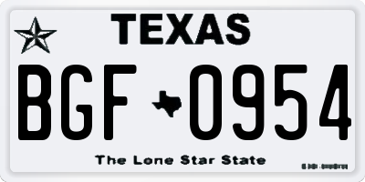TX license plate BGF0954