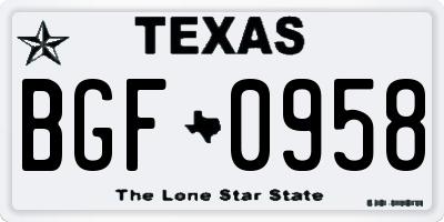 TX license plate BGF0958