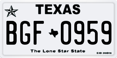 TX license plate BGF0959