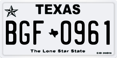 TX license plate BGF0961
