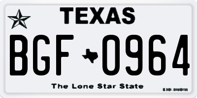 TX license plate BGF0964