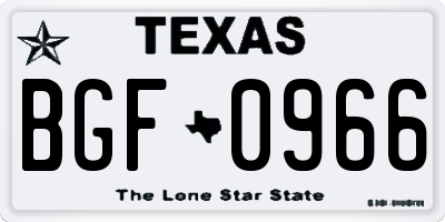 TX license plate BGF0966