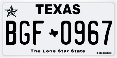 TX license plate BGF0967