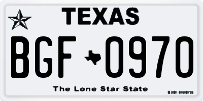TX license plate BGF0970