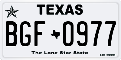 TX license plate BGF0977