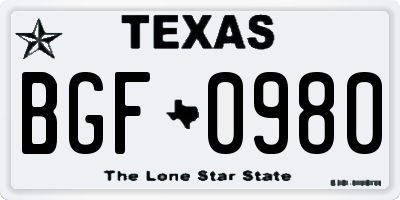 TX license plate BGF0980