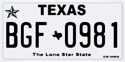TX license plate BGF0981