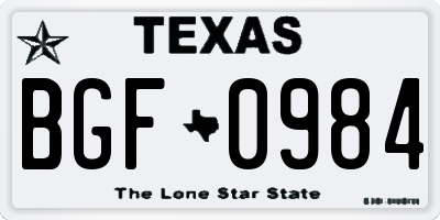 TX license plate BGF0984