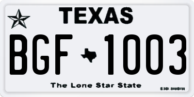 TX license plate BGF1003