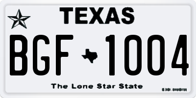 TX license plate BGF1004