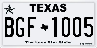 TX license plate BGF1005