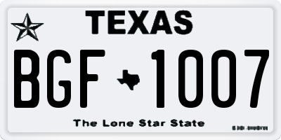 TX license plate BGF1007